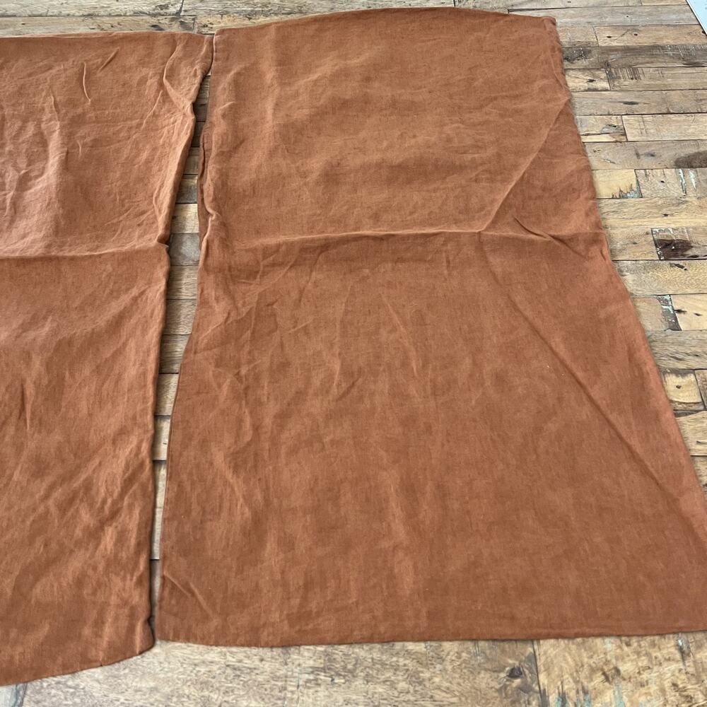 Cultiver Queen Pillowcases (2) 100% Linen Burnt Orange